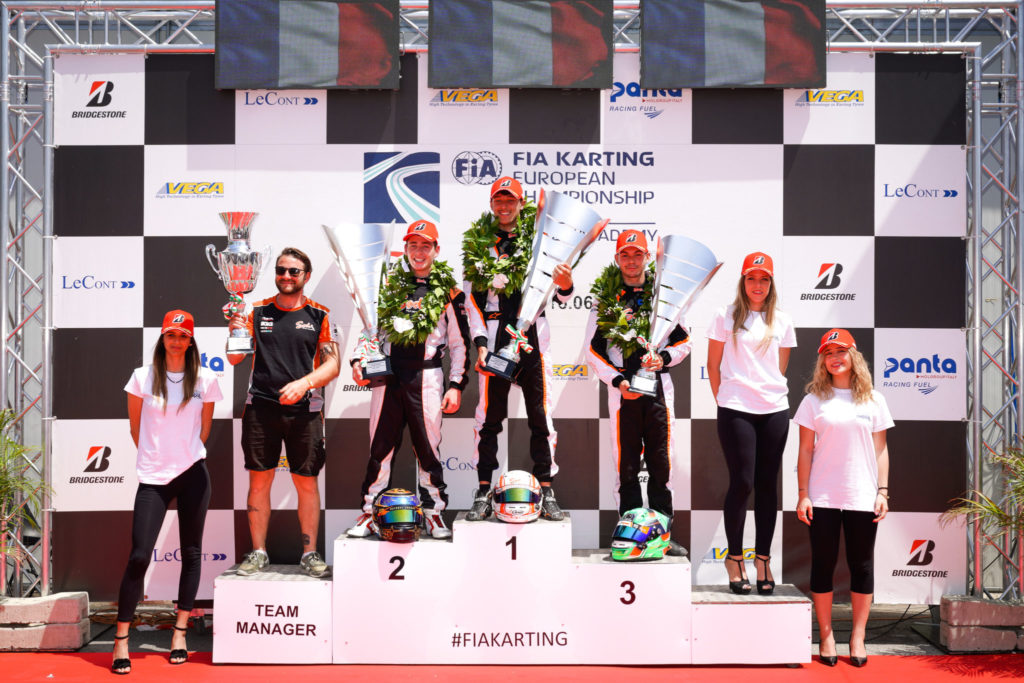 Sodikart: Extraordinary triple podium in the European Championship at Sarno